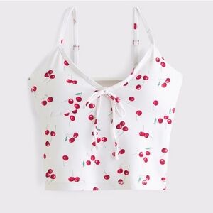 Abercrombie & Fitch Cherry Print / YPB studioFLEX Tie V-Neck Tank